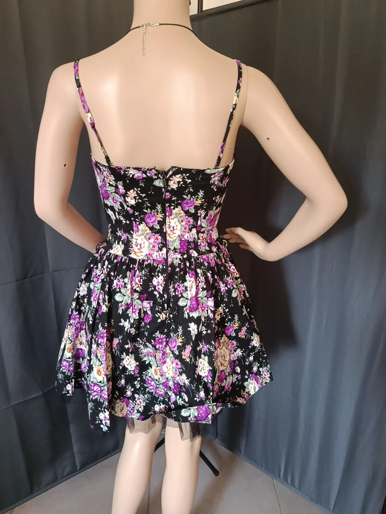 Zwarte bustier jurk met bloemenprint.Maat 36 – photo 3
